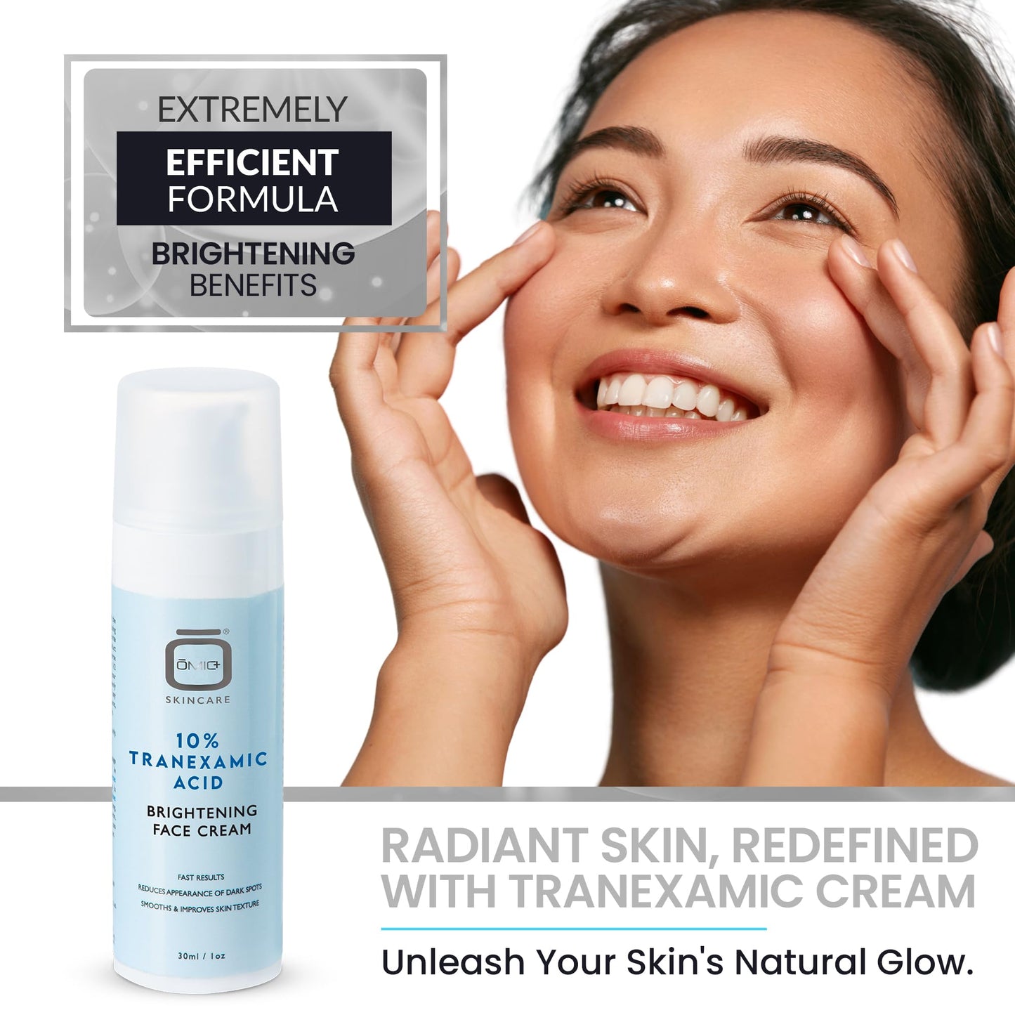 OMIC 10% Tranexamic Acid Cream – 1 fl oz / 30ml – Skin Brightening Cream - Skin Moisturizer, Even Skin Tone with Coconut Oil & Vitamin E