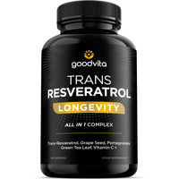 Trans Resveratrol Supplement 650mg | UK Made | 60 Capsules, 2 Month Supply | Antioxidant, Anti-Aging, Immune, Joint Support | Grape Skin, Pomegranate, Vitamin C | Rich in Polyphenols | Goodvita