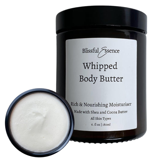 Whipped Body Butter | All Natural Intense Moisturiser | Vitamin E, Shea & Cocoa Butter for All Skin Types, Glass Jar