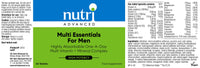 Nutri Advanced - Multi Essentials for Men Multivitamin - Vegetarian and Vegan - 60 Tablets