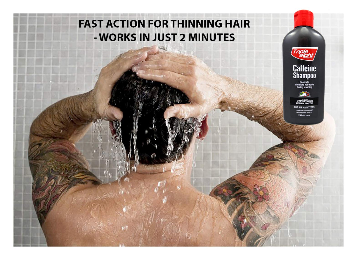 Triple Eight Caffeine And Keratin Shampoo to Stimulate Follicles In Fine, Thinning, Dull Hair