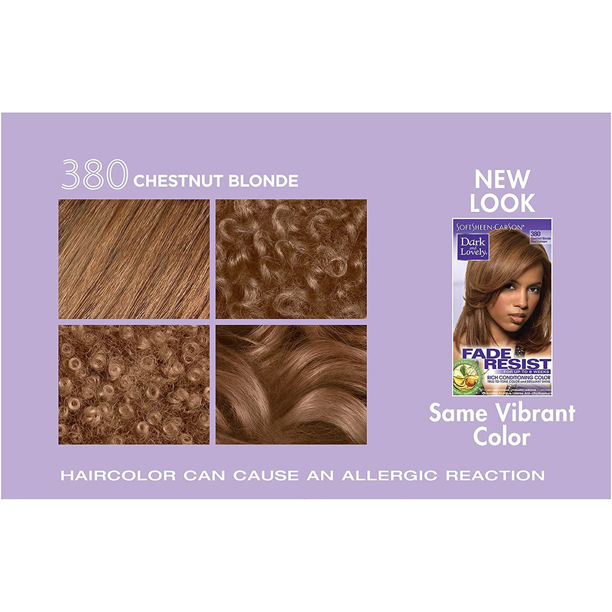 DarkandLovely Dark and Lovely Fade Resist Permanent Hair Colour Hair Dye Up To 100 Percent Gray Coverage Brilliant Shine (Chestnut Blonde 380)