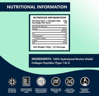 DEENVIDA NUTRITION Halal Bovine Hydrolysed Collagen Peptides Powder, Type 1 & 3 Collagen, for Hair, Skin, Nails and Joints, for Women & Men, Gluten-Free & Dairy-Free Protein, Unflavoured, DeenVida Nutrition