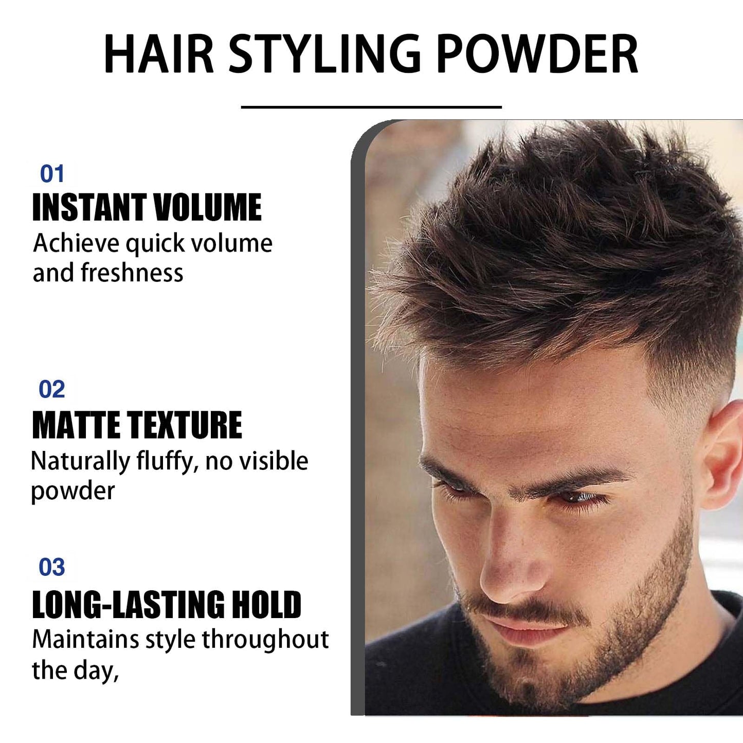 FresFresi Men's Hair Styling Powder - 2 Pack Texturizing Powder for Matte Texture, Long-Lasting Hold, Oil-Free and Easy Application, 10g Each