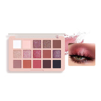 LYNTYAOU Eyeshadow Pink Eye shadow Palette, Make-Up Palettes Shimmer Glitter Matte Shadows Pallets for Women, 15 Color Pink Brown Natural Long Lasting Highly Pigmented Eyeshadow Palette