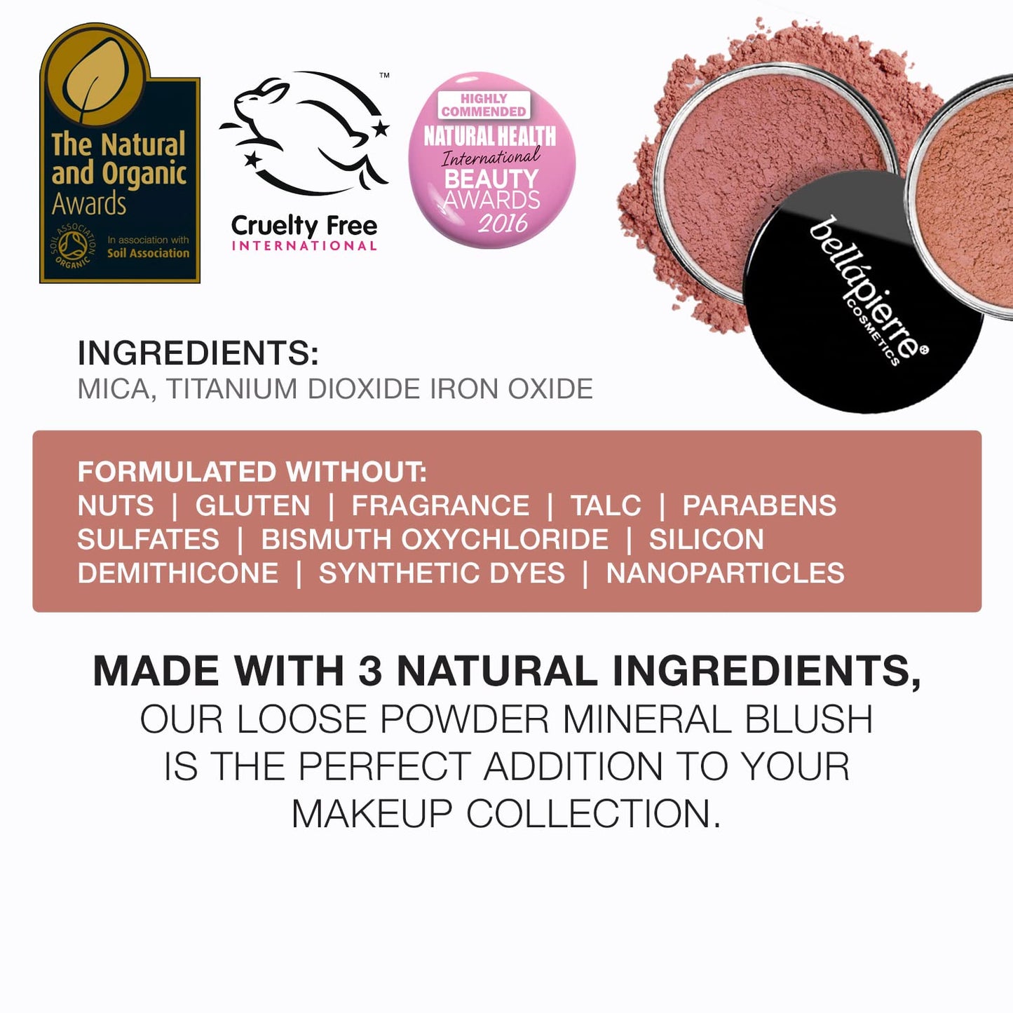 bellapierre Mineral Blush Warms Complexion for a Healthy Glow | Non-Toxic & Paraben Free | Hypoallergenic | Loose Powder – 4 Grams – Amaretto