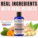 Turmeric & Ginger Massage Oil - Natural Muscle & Joint Relief - Warming, Relaxing, and Soothing Therapy - Lymphatic Drainage & Anti-Inflammatory with Rosemary (100ml) Made in The UK by Sera Organics