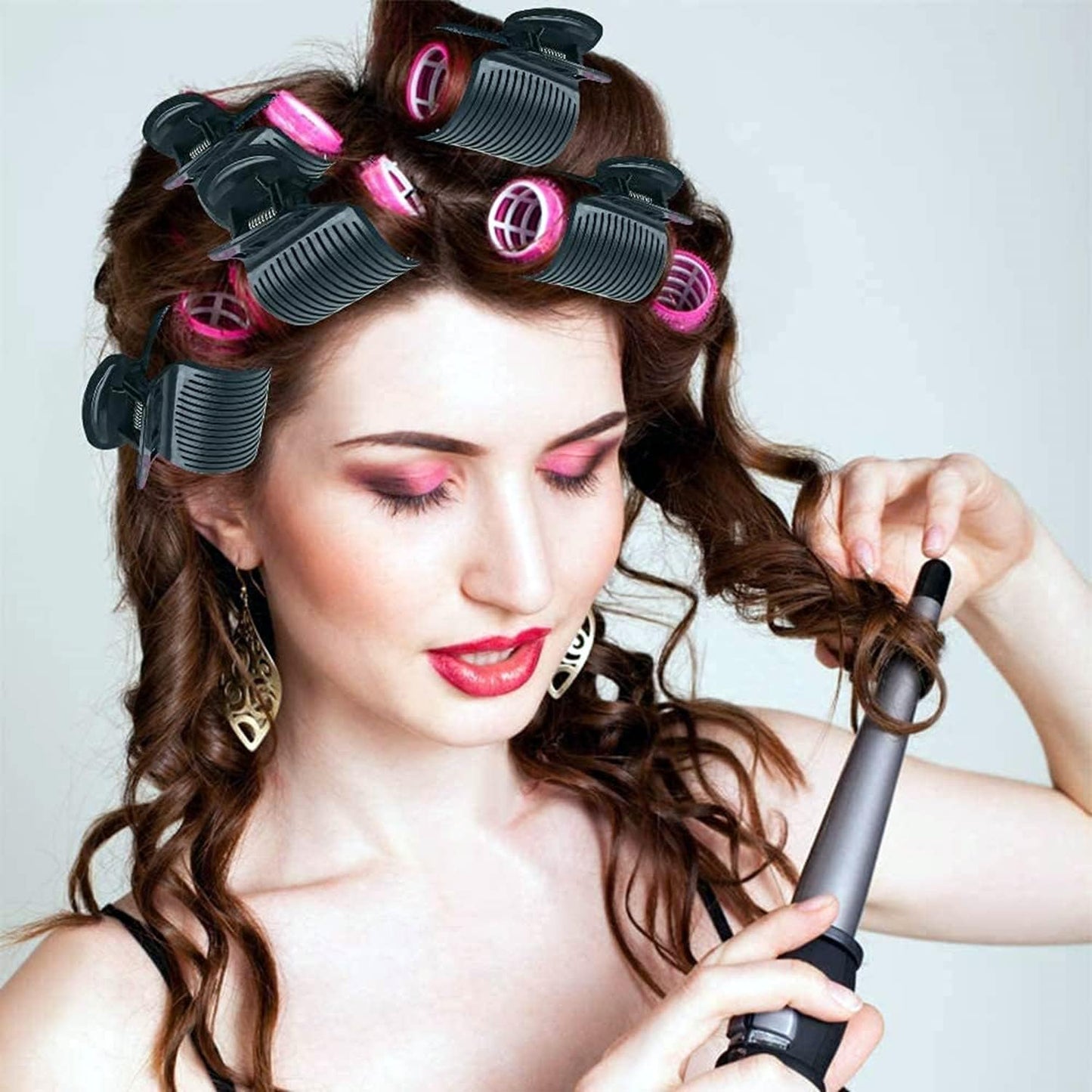 LATRAT Hot Roller Clips, 12 Pieces, Plastic, White, Unisex, 12 Count, Hair Securing, Women & Girls