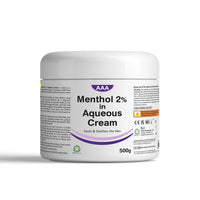 TriOn Pharma Aqueous Cream with Menthol 2% - 500g | Cooling Emollient for Softening & Soothing Skin | External Skin Cleansing Agent