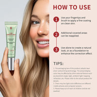 NLFOX CC Red Correct with Centella Asiatica - Colour Correcting Foundation with Spf 25 - Anti-Redness Face,Lightweight CC Cream Tinted Moisturiser - Refine Skin Texture,Softer&Hydrated Skin Green Concealer