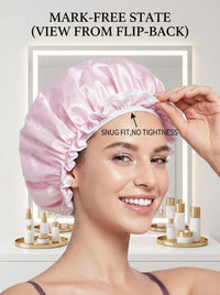 Aquior Shower Cap Reusable Shower Cap for Women Double Layer Waterproof Large Size for All Hair Lengths for Girls Spa Home Salon (Pink Cloud)
