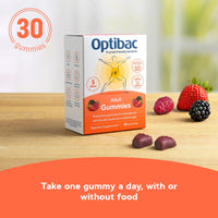 Optibac Probiotics Adult Gummies - Vegan Digestive Probiotic Supplement with Vitamin D, Zinc & Calcium for Immune Support & Gut Health - 5 Billion Bacterial Cultures - 30 Gummies