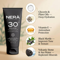 KP Pharma NERA SPF 30 Sunscreen Body Lotion – UVA & UVB Protection, Lightweight, Water-Resistant, Hydrating Formula with Black Myrtle & Volcanic Stone Extracts, Antioxidant-Rich & Dermatologically Tested, 100ml