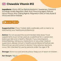 WeightWorld Vitamin B12 Tablets 1000mcg - 1+ Year Supply - 400 Chewable Tablets - Natural Lemon Flavour - Vegan & Gluten-Free - Methylcobalamin Form - B12 Vitamins for Women & Men - Made in the UK