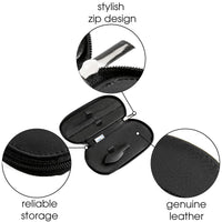 remos professional body care REMOS Manicure Case Empty Made of Genuine Leather with Space for 5 Tools - Black