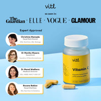 VITL Vitl Vitamin C 500mg Supplement - 30 Vegan Easy to Swallow Capsules - Support Normal Functioning of the Immune System - 1 Month Supply