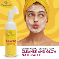 ORGANIC EXTRACT Turmeric Skin Brightening Face Wash – 5 fl oz / 150ml – Daily Moisturizer, Gentle Facial Cleanser for All Skins with Kojic Acid, Vitamin E, and Aloe Vera