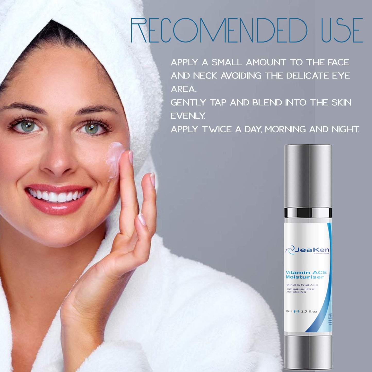 JeaKen FACE MOISTURISER with Vitamins ACE- Anti Aging Face Cream with Hyaluronic Acid and AHA Fruit Acid- Moisturiser Face Women and Men- Anti Wrinkle Face Cream Boosts Collagen Production- 50ml Vegan Bottle