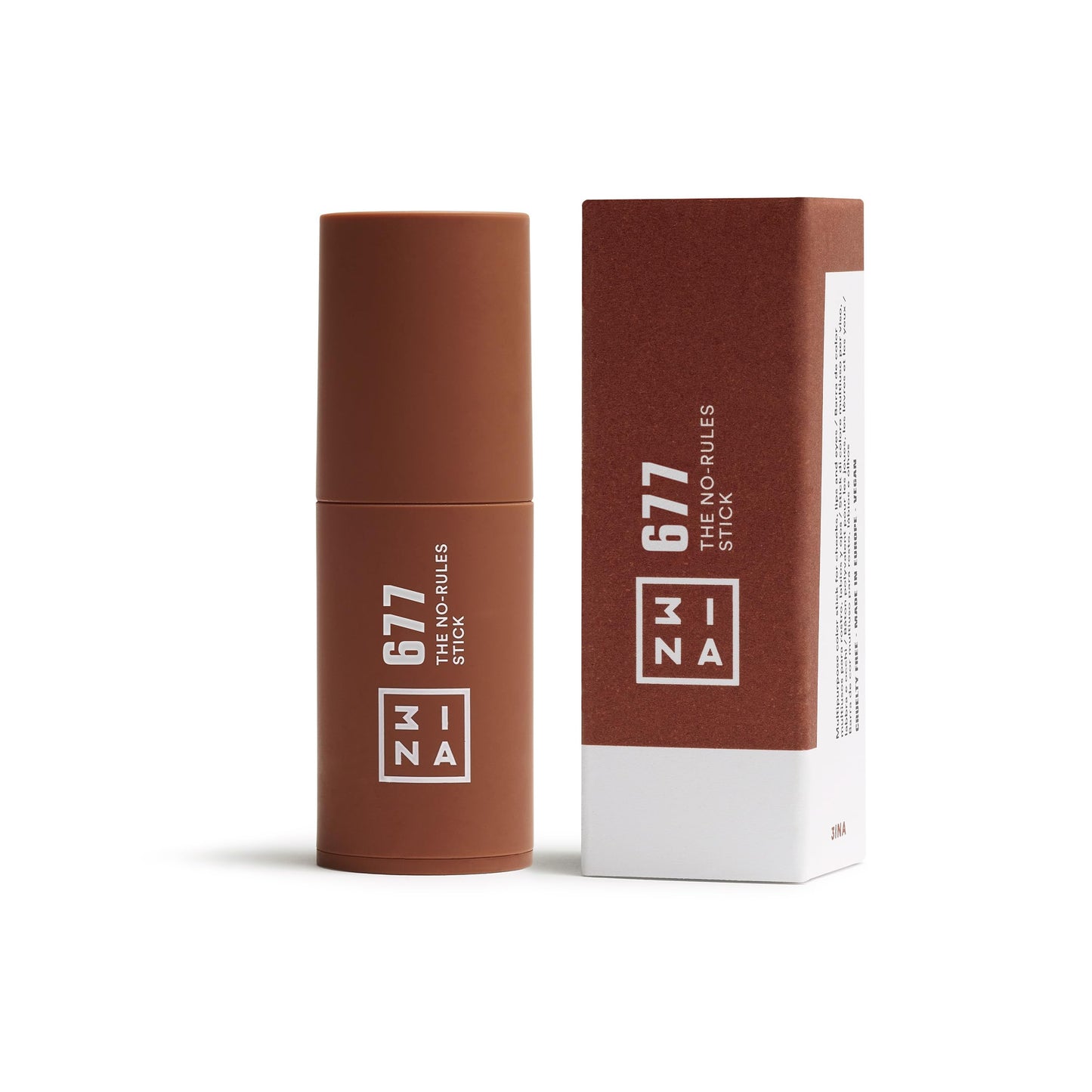 3INA MAKEUP - The No - Rules Stick 677 - Brown Blush Stick for Eyes Lips & Cheeks w Hyaluronic Acid - Cream Blush