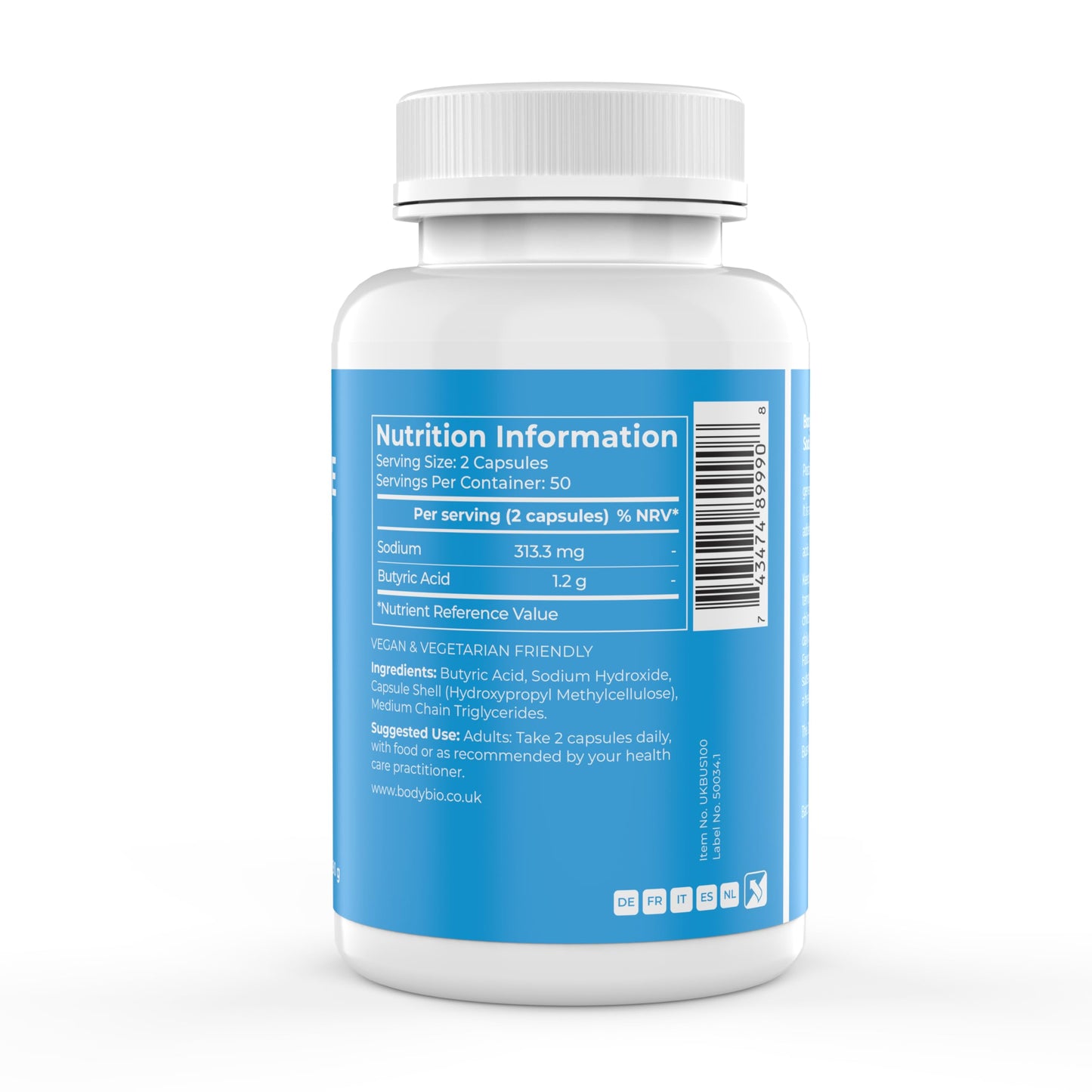 BodyBio Butyrate - Postbiotic for Gut Health, Digestive Support, Bloat, Gas & Constipation Relief, Leaky Gut Repair - Sodium + Butyric Acid Supplement for GI Wellness