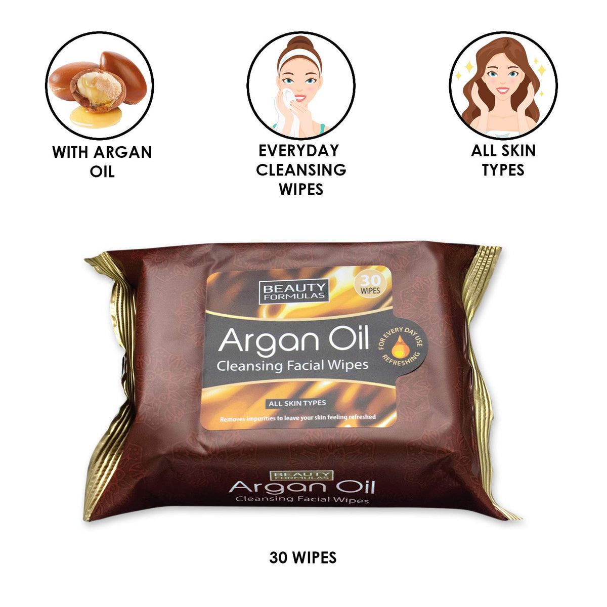 Beauty Formulas BEAUTY FORMULAS FACIAL WIPES ARGAN OIL