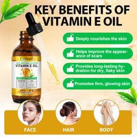 Gorgeurora Vitamin E Oil 75,000 IU 2 Fl Oz - 100% Organic Pure Vitamin E Oil for Skin, Face & Hair - Natural Moisturizing Oil, Suitable for Scars & Stretch Marks & Wrinkles - Non-GMO, Fast Absorbing - 2Pcs