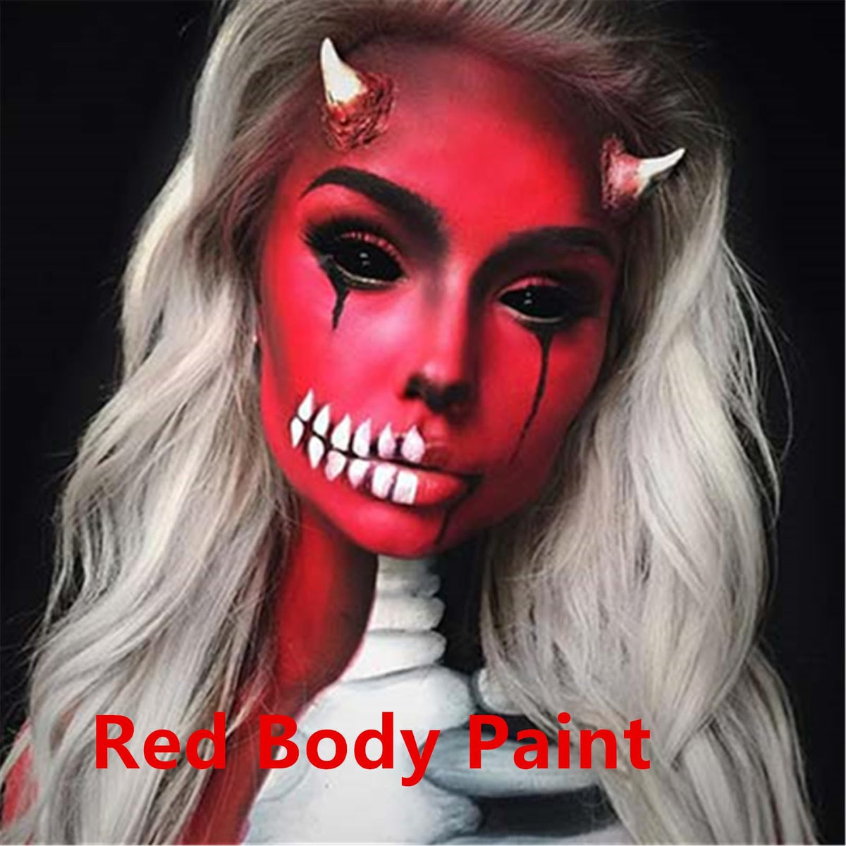 Go Ho Makeup Liquid Red Face Body Paint(2.1 oz),Red Makeup Water Based Face Paint and Body Paint for Special FX, Cosplay, and Halloween Make up
