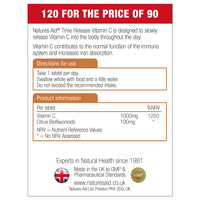 Natures Aid Time Release Vitamin C 1000mg with citrus bioflavonoids - 120 Tablets - Food Supplement