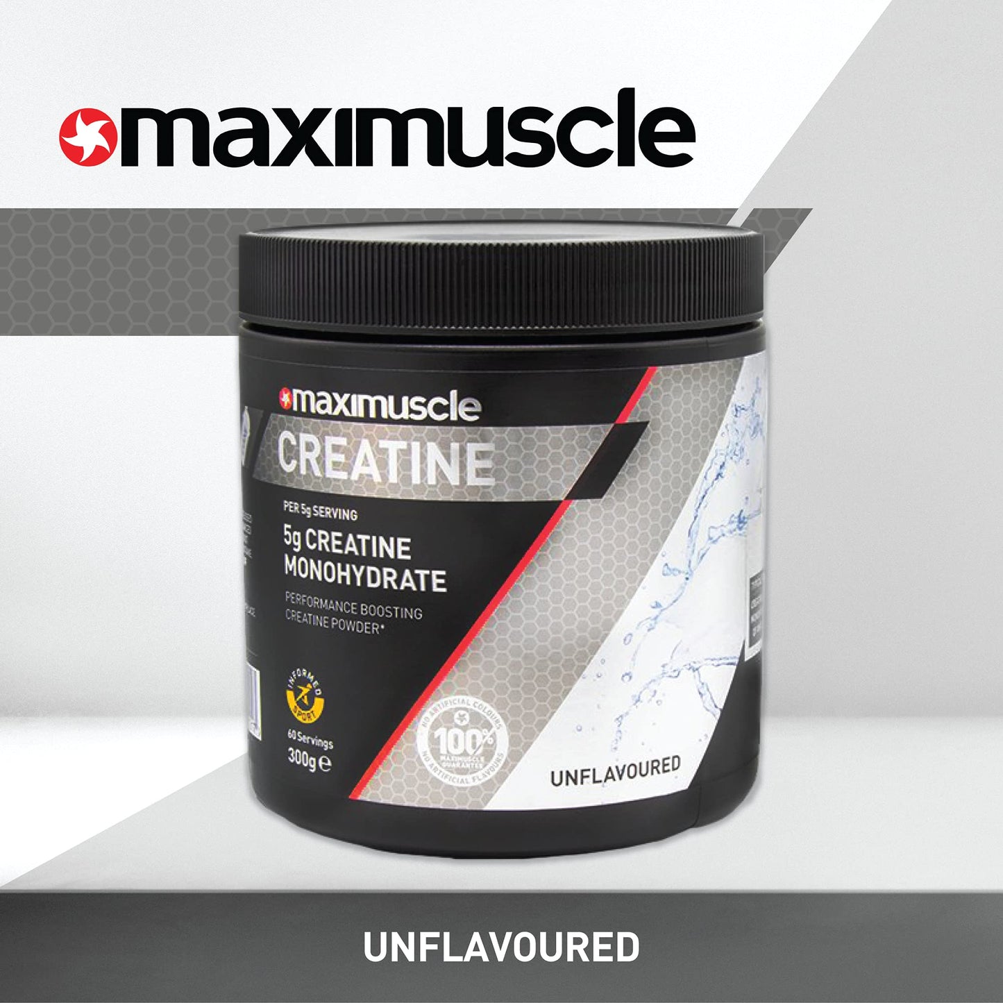 Maximuscle Creatine | Performance Boosting Creatine Monohydrate Powder | Unflavoured, 300g - 60 Servings