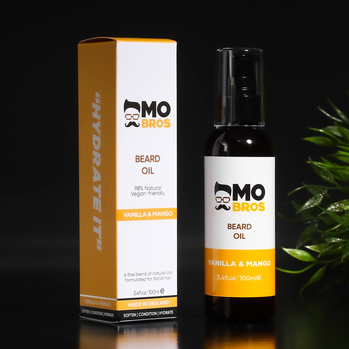 MO BRO'S Beard Oil 100ml | Vanilla & Mango | Beard Care for Men | Softens, Hydrate & Conditions Facial Hair | Promotes Growth, Reduces Dryness & Itching