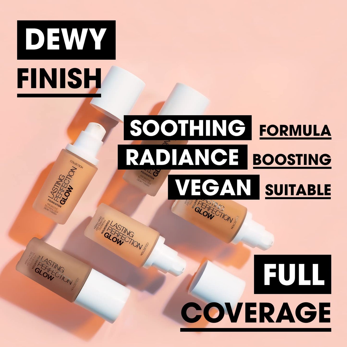Collection Cosmetics Lasting Perfection Glow Foundation, Medium to Full Coverage, 27ml, Light Vanilla