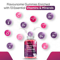 Multivitamin Gummies for Women & Men - 2 Months Supply - 13 Multivitamins & Minerals - 120 Vitamin Gummies - With Vitamin C, A, D, B, Biotin & Zinc - Strawberry Flavoured Chewable Multivitamins Adults