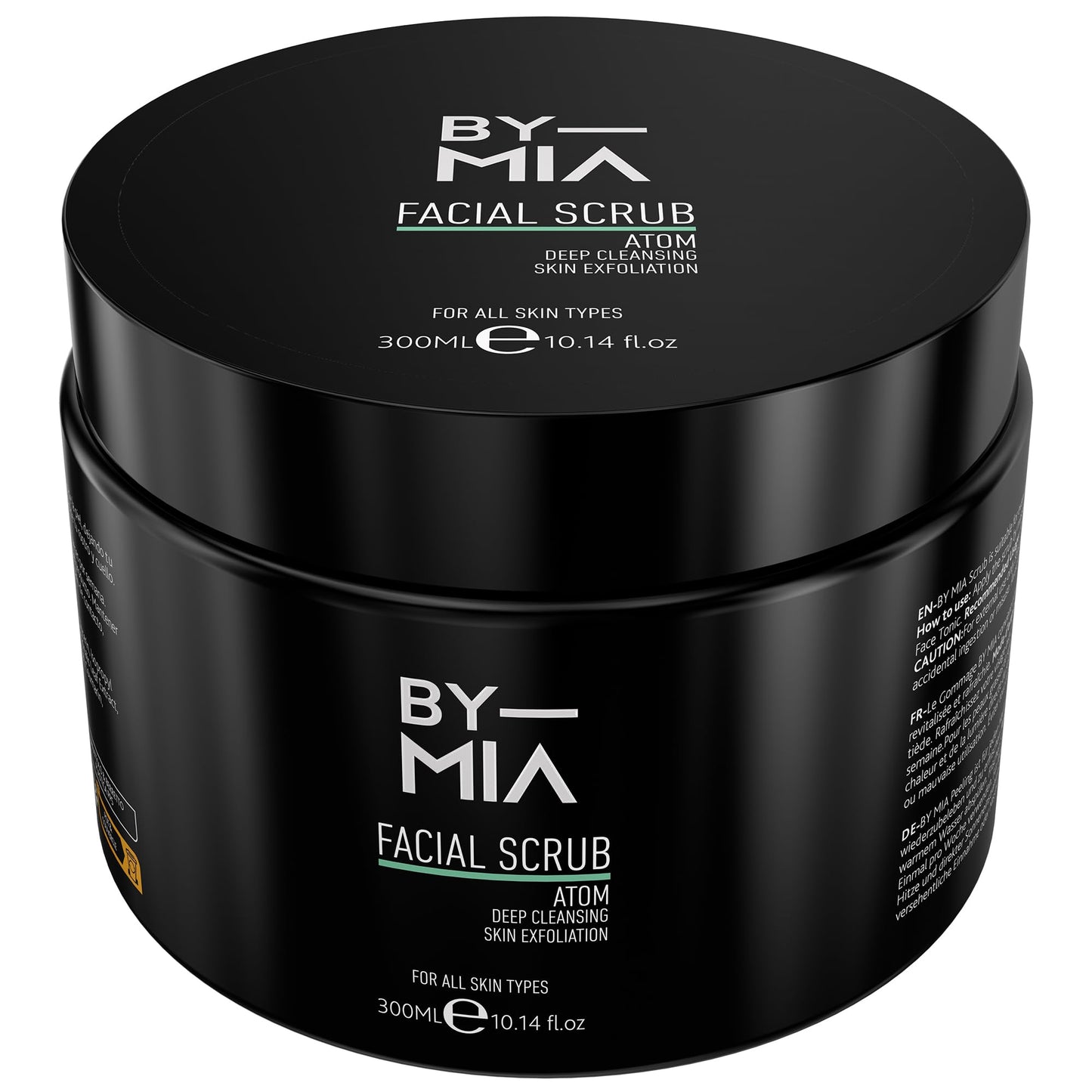 BY MIA Facial Scrub Atom 300ml | Deep Cleansing | Gentle Exfoliation | All Skin Types | Refreshing | Smooth Skin | Effortless Application | Non-drying Formula | Skin Renewal