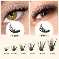 240Pcs Individual Lashes QUEWEL Cluster Lashes Individual Lash Extension 40D+50D C Curl Lashes Cluster DIY Look Like Eyelash Extensions Mix8-14mm at Home(40D+50D 0.07C MIX8-14mm)