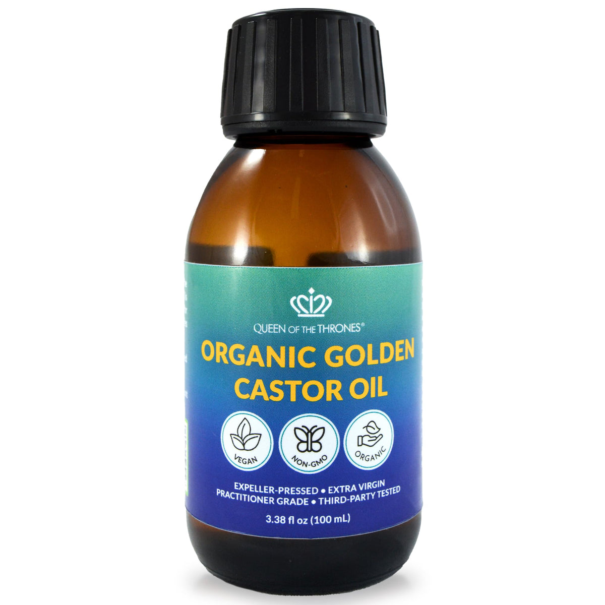 QUEEN OF THE THRONES Queen of the Thrones Organic Golden Castor Oil - Expeller-Pressed Oil for Self-Care - Multipurpose Clean Beauty Product for Hair, Nail & Skin Hydration - 100mL