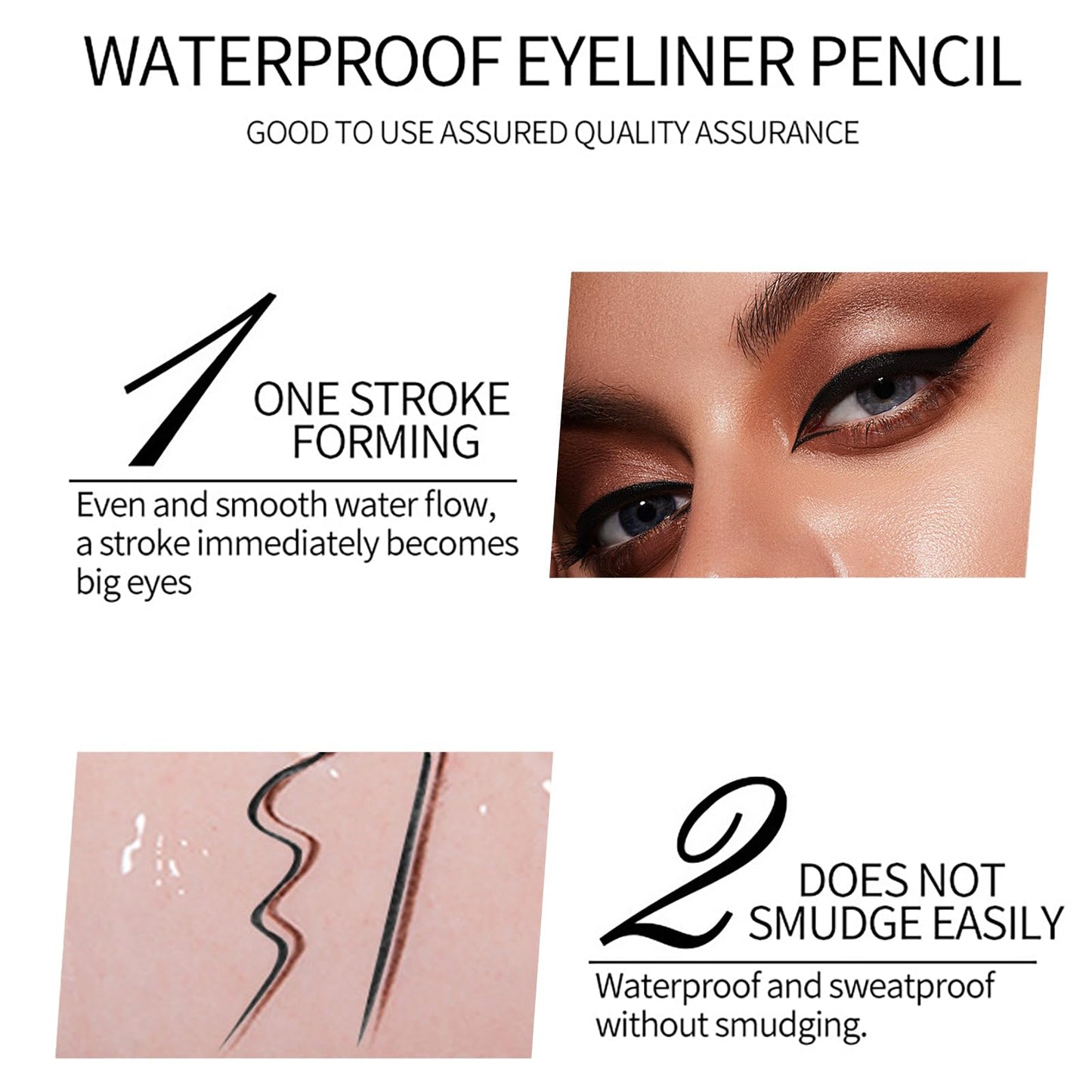 FresFresi Waterproof Magic Eyeliner - Black, Long-Lasting, Sweat & Smudge-proof, Super Slim Gel Pen, Professional Eye Makeup Tool