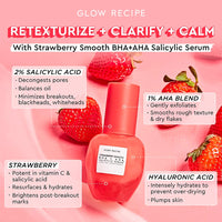 Glow Recipe Serum Skin Care Set - Avocado Ceramide Serum + Strawberry Smooth AHA BHA Serum + Plum Plump Hyaluronic Acid Serum + Pomegranate Peptide Firming Serum Set - 4 Piece Travel Skincare Gift Set
