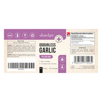 VitaBright Odourless Garlic Capsules High Strength | 30,000mg | 180 Capsules | Daily Dose - 2 Odorless Garlic Tablets for Adults | Odourless Extract Supplement | High Allicin Pearls for Women & Men
