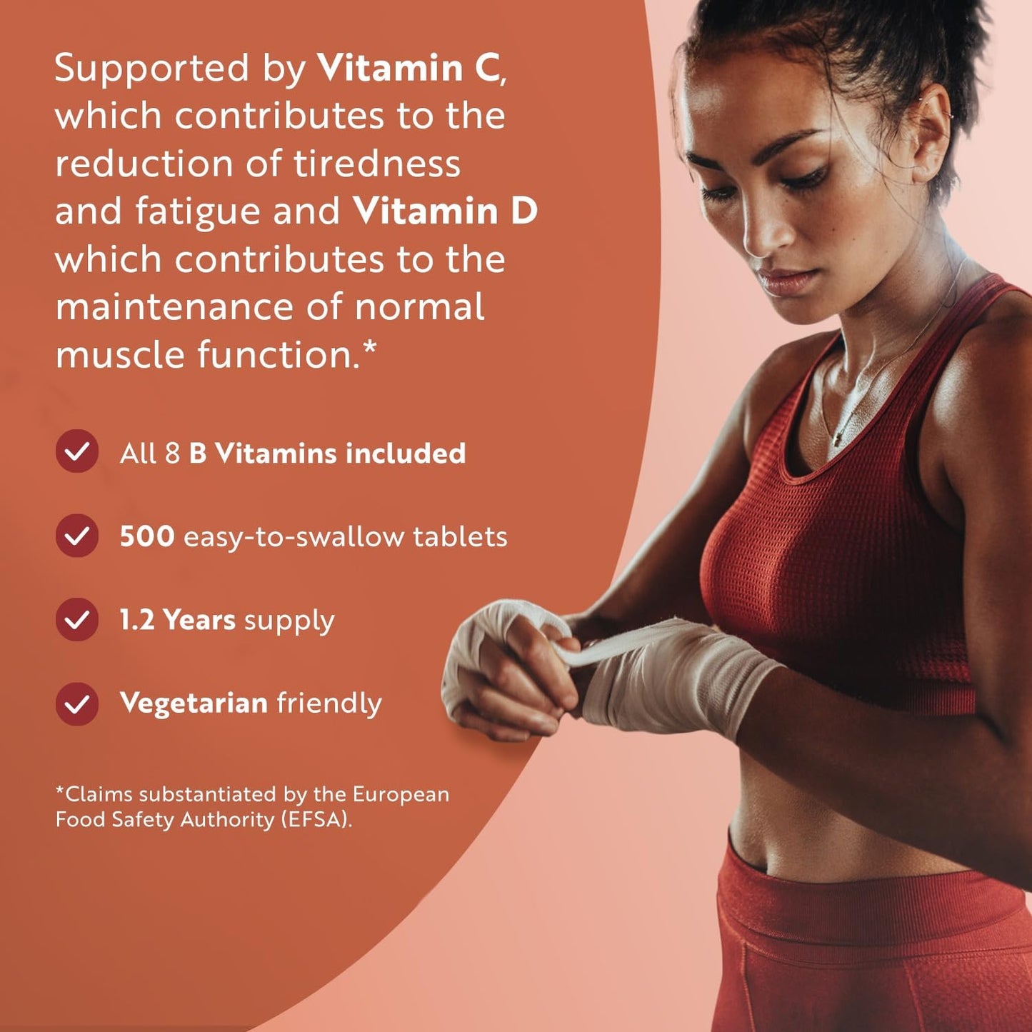 Vitamin B Complex High Strength with Vitamin D + Vitamin C 500 Tablets for +1 Year of Supply, Energy-Yielding Metabolism - Reduction of Tiredness & Fatigue (EFSA) Made in The UK by Nutravita