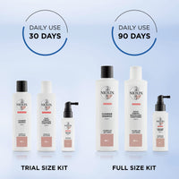 Nioxin 3-Part System | System 3 | Coloured Hair with Light Thinning Hair Treatment | Scalp Therapy | Hair Thickening Treatment | Trial Kit