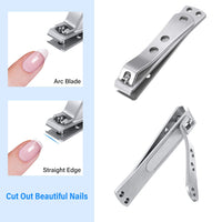 Mudder 2 Pieces Nail Clipper for Thick Nails, Straight Edge Toenail Clippers, Stainless Steel Nail Cutters, Heavy Duty Large Wide Mouth Fingernail and Toenail Clippers for Men Women