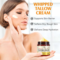 herlosfeel Whipped Beef Tallow Skin Care,120g Beef Tallow Moisturiser And Raw Honey Balm, 100% Organic Tallow Face Cream Grass Fed Butter, Beef Tallow For Skin-Deeply Nourishing For Face & Body Tallow Balm