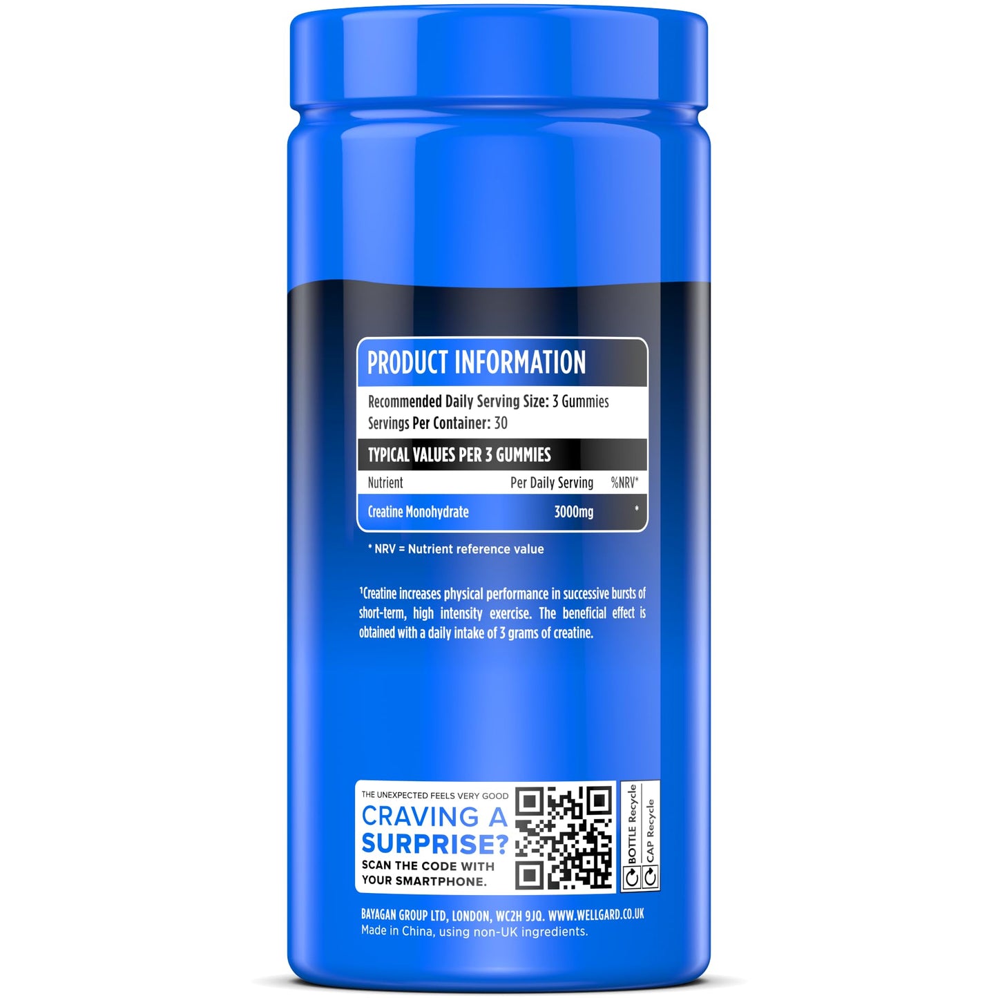 Wellgard Truedose Creatine Gummies - Vegan, 3000mg Creatine Monohydrate, Increases Physical Performance, 90 Gummies