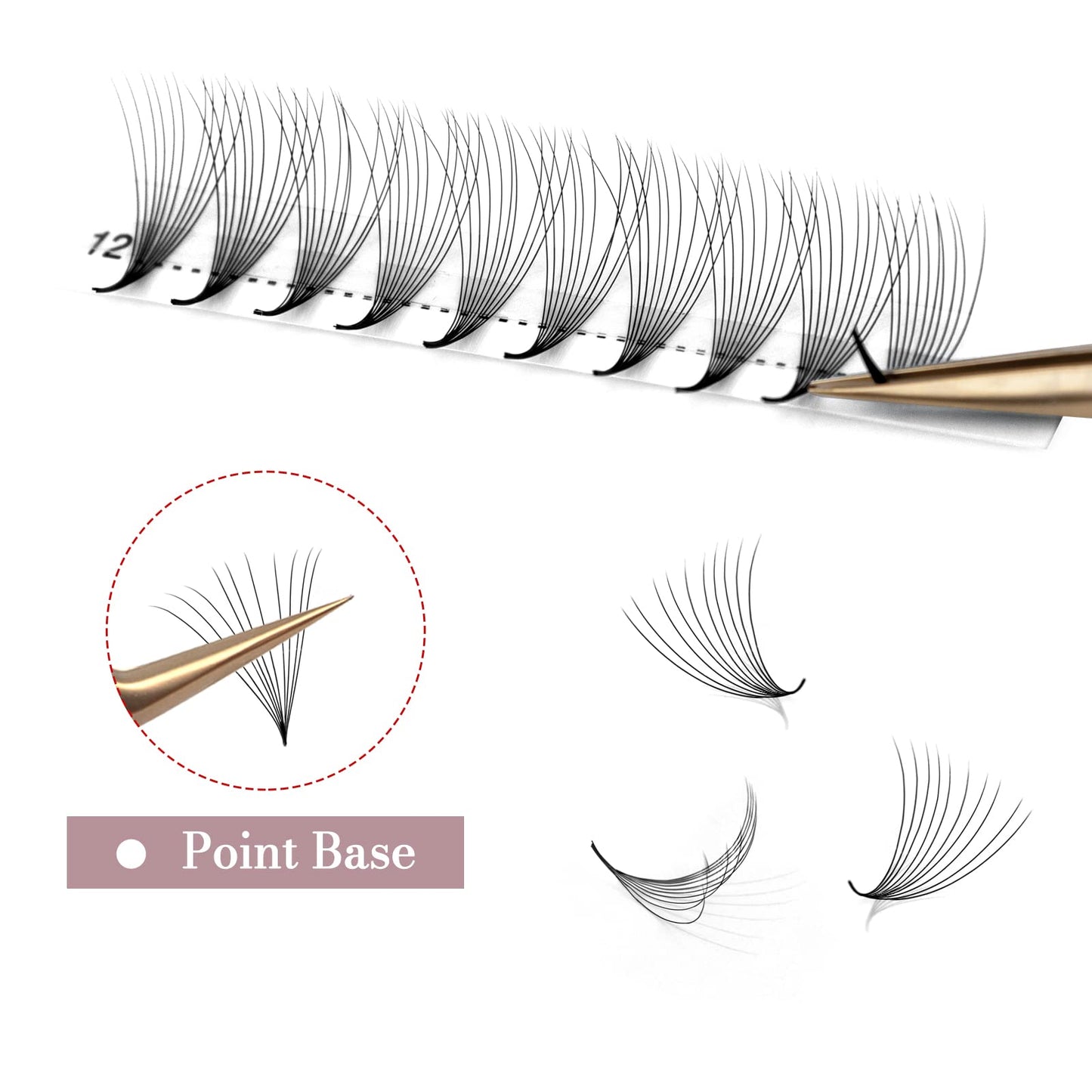 Higu clace Higu Clace 10D 0.07 C Curl Mix 10-15mm Volume Eyelash Extensions With Pointed Base Middle Stem (10D 0.07 C Mix 10-15)
