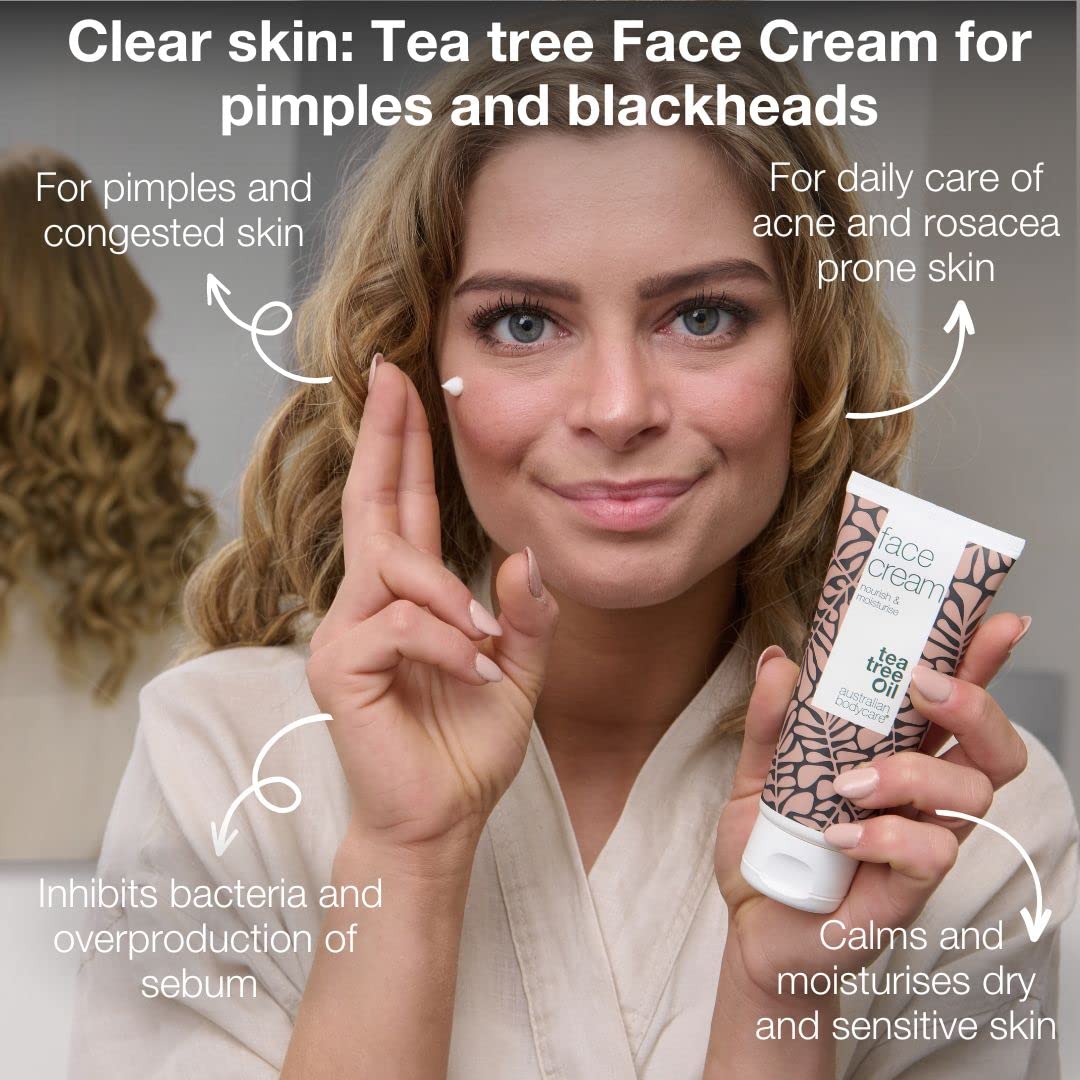 Australian Bodycare Face Cream 100ml - Moisturiser spot treatment, pimple, oily, acne prone skin. Tea Tree Cream Face Moisturiser. Spot Cream and anti blemish moisturiser. 100% Natural Tea Tree Oil.