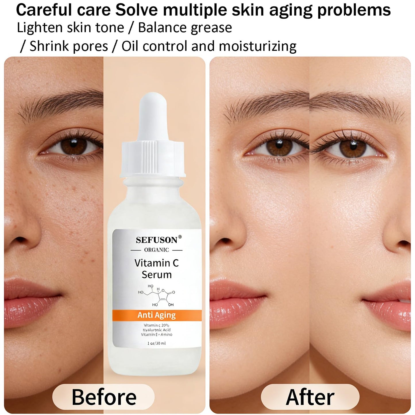 SEFUSON Vitamin C Serum Face, With Hyaluronic Acid, Vitamin E,20% Vitamin C for Anti-wrinkle, Dark Circle, Restore & Boost Collagen, Firming skin (30ML)