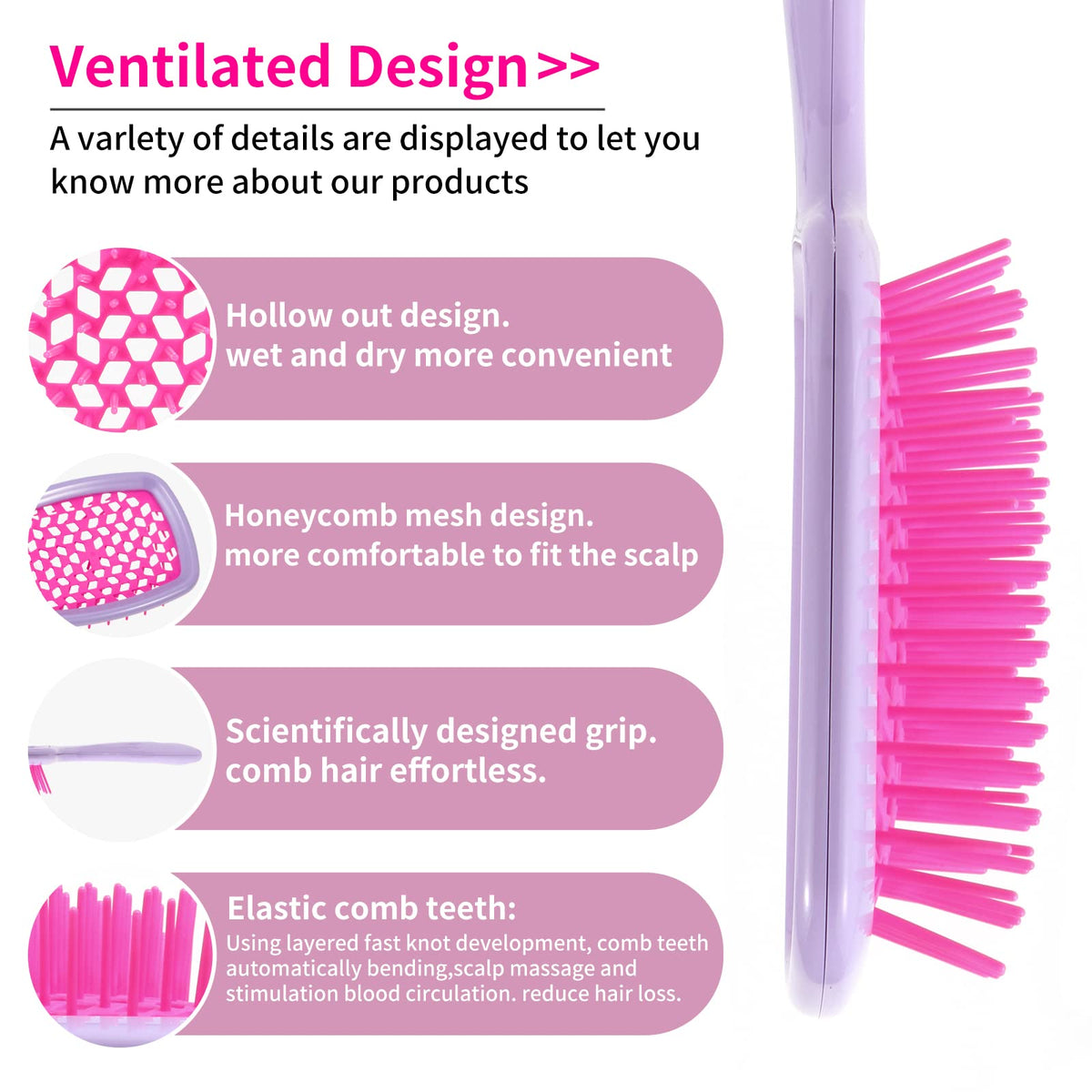 Maxmana Secret Detangler Hair brush,Detangling Brush, Massage Curl Comb for for Women, Men,Girls and Kids for Natural Curly Wet Dry Thick Straight Long Hair (GREEN+ROSE RED)