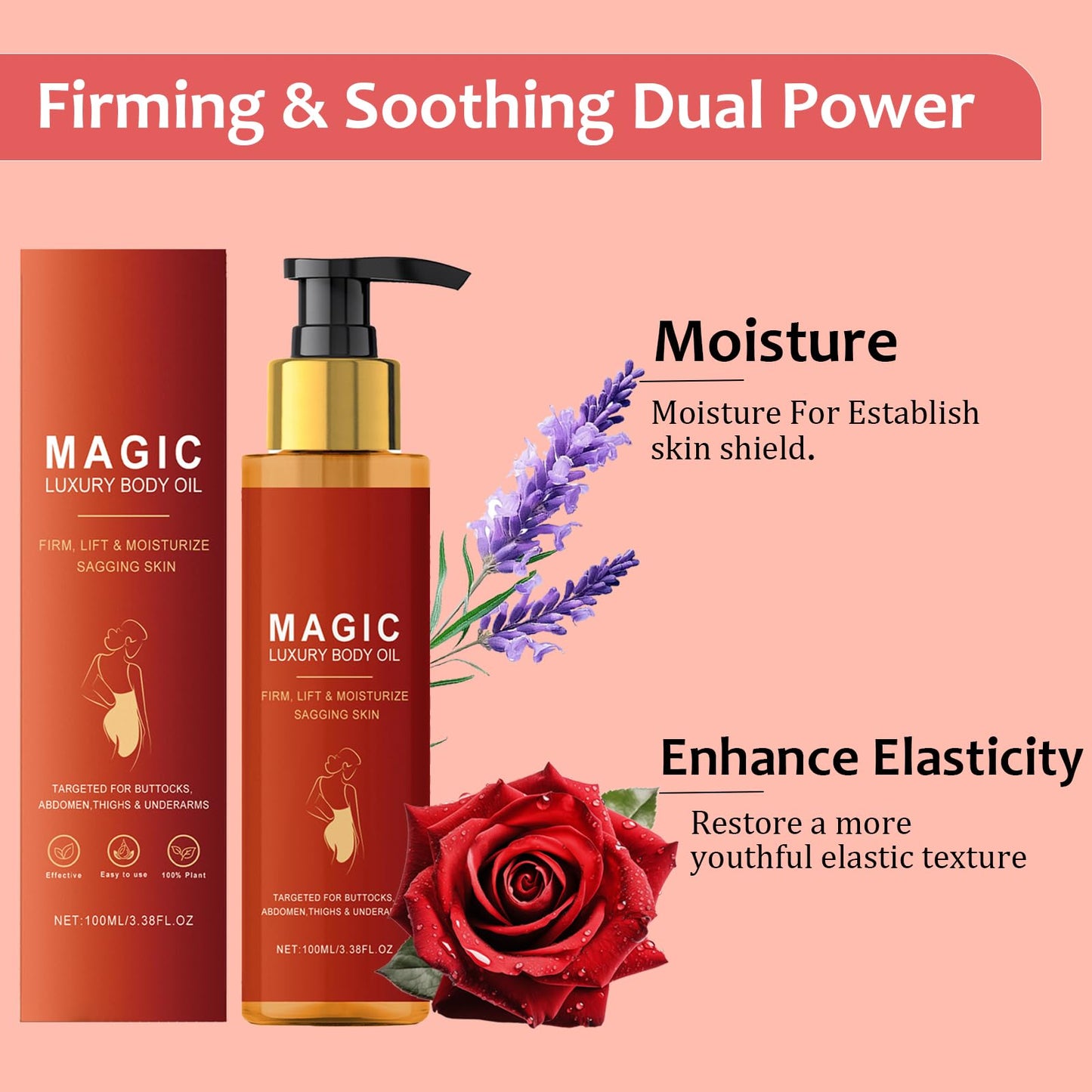 Shengqialun Magic Luxury Body Oil - Magic Firming Body Oil For Saggy Skin - Enhance Elasticity & Reduce Fine Lines For Women- Ideal For Hydrating & Firming