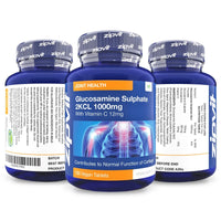 Glucosamine 2kcl 1000mg with Vitamin C, 180 Vegan Glucosamine Sulphate Tablets. Maintains Normal Joint Cartilage. 6 Months Supply, UK Manufactured Glucosamine Sulphate 1000mg.