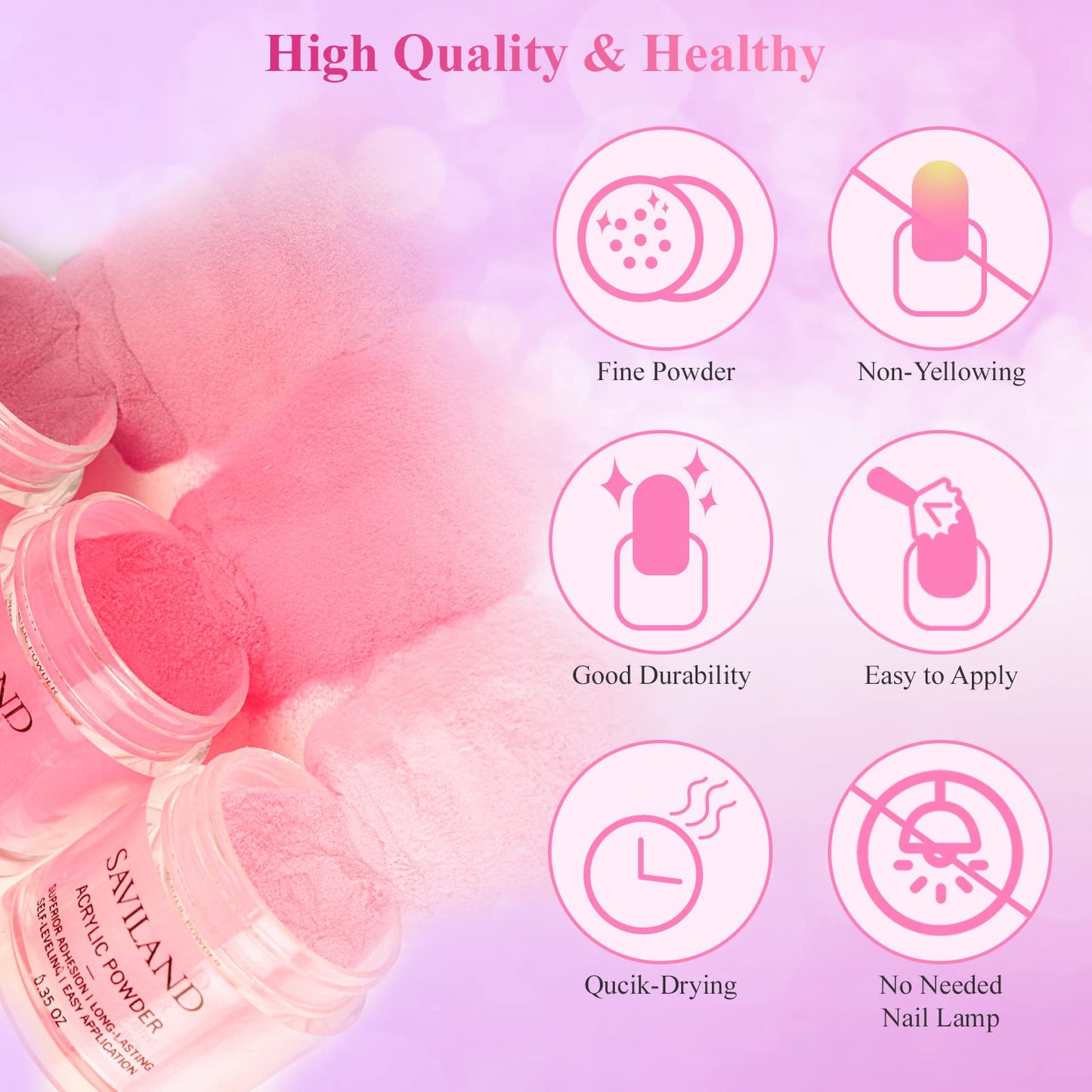 Saviland Dip Powder Nail Kit - 10 Colors Nail Dip Powder System French Nail Art Manicure Starter Kit with 2-In-1 Dip Base & Top Coat, Activator for Nail Salon Home DIY, No Nail Lamp Needed